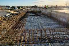 Reflective pool rebar back to plant room
